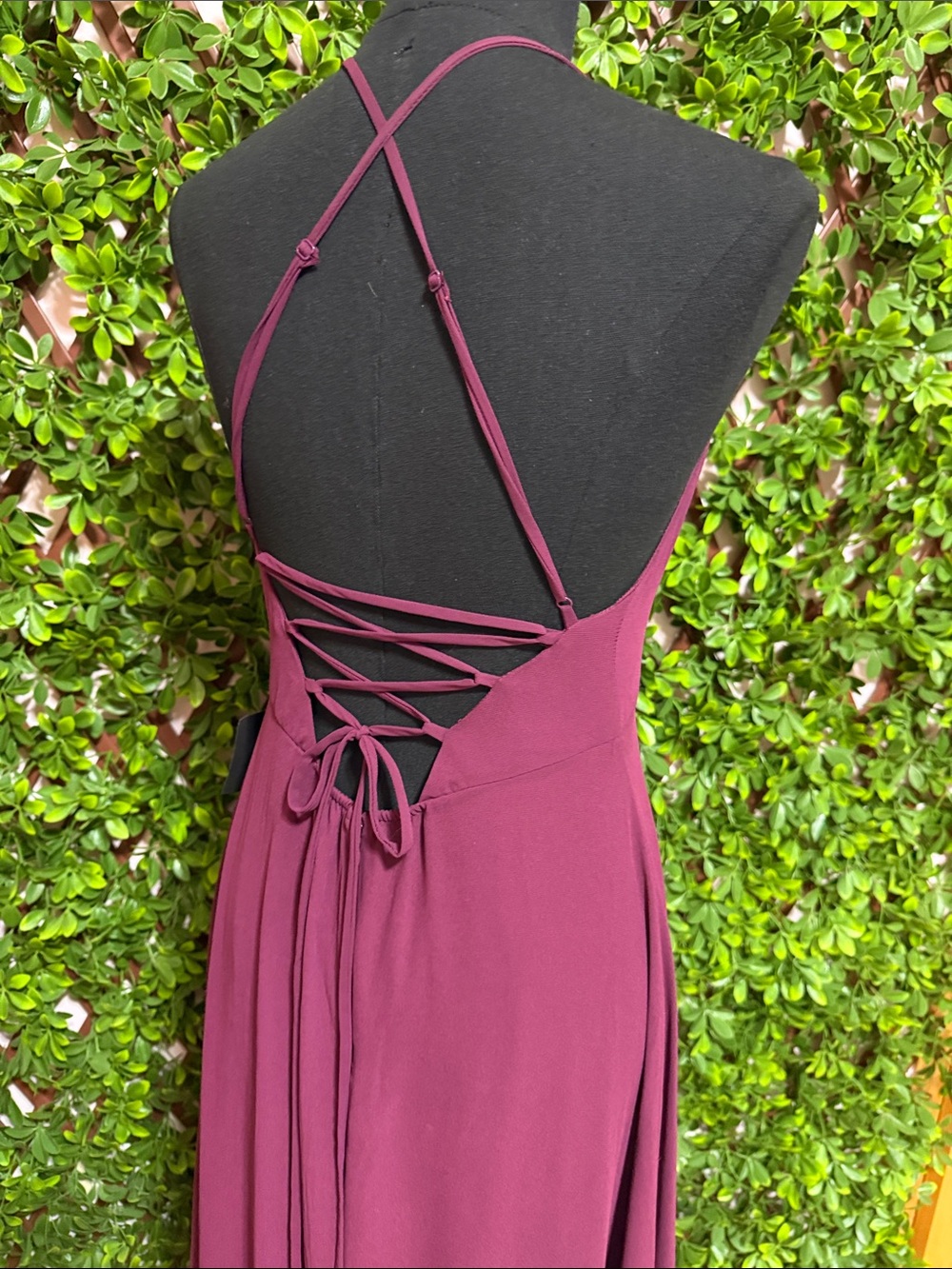 NWT-In Love Forever Plum Lace-Up High-Low Maxi Dress - Picture 13 of 16
